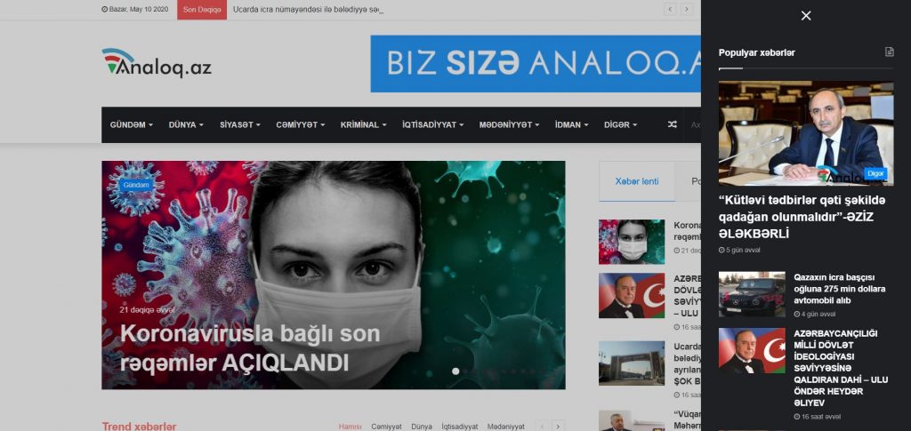 Analoq xəbər portalı üçün veb sayt — 1