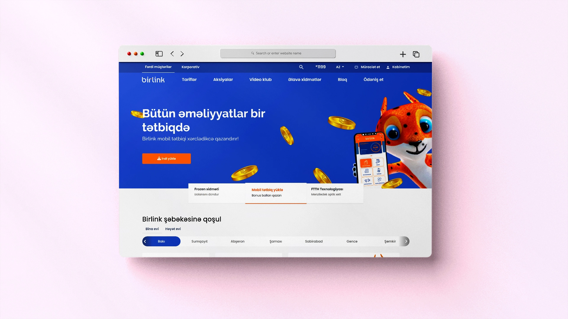Birlink internet provayderi üçün veb sayt — translation.screenshot 1