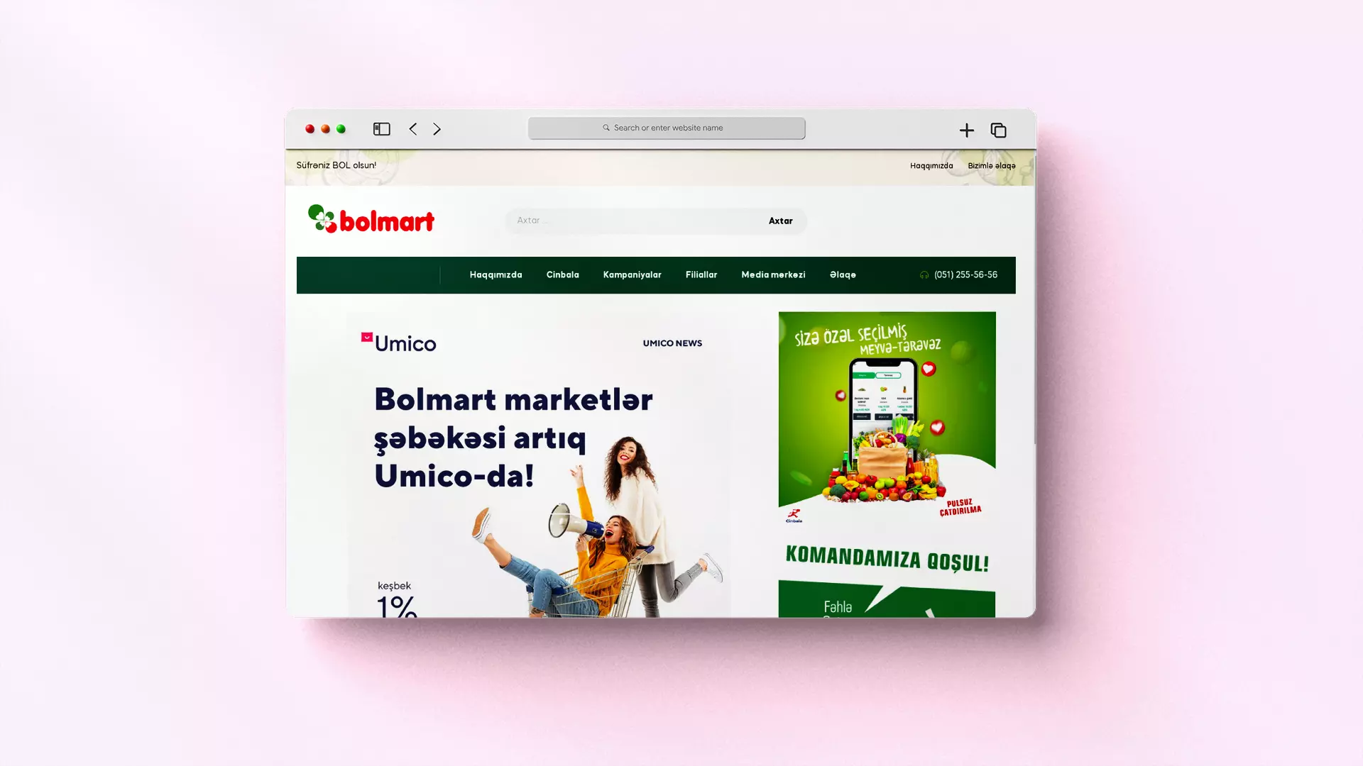 Bolmart Marketlər Şəbəkəsi üçün veb sayt — 1