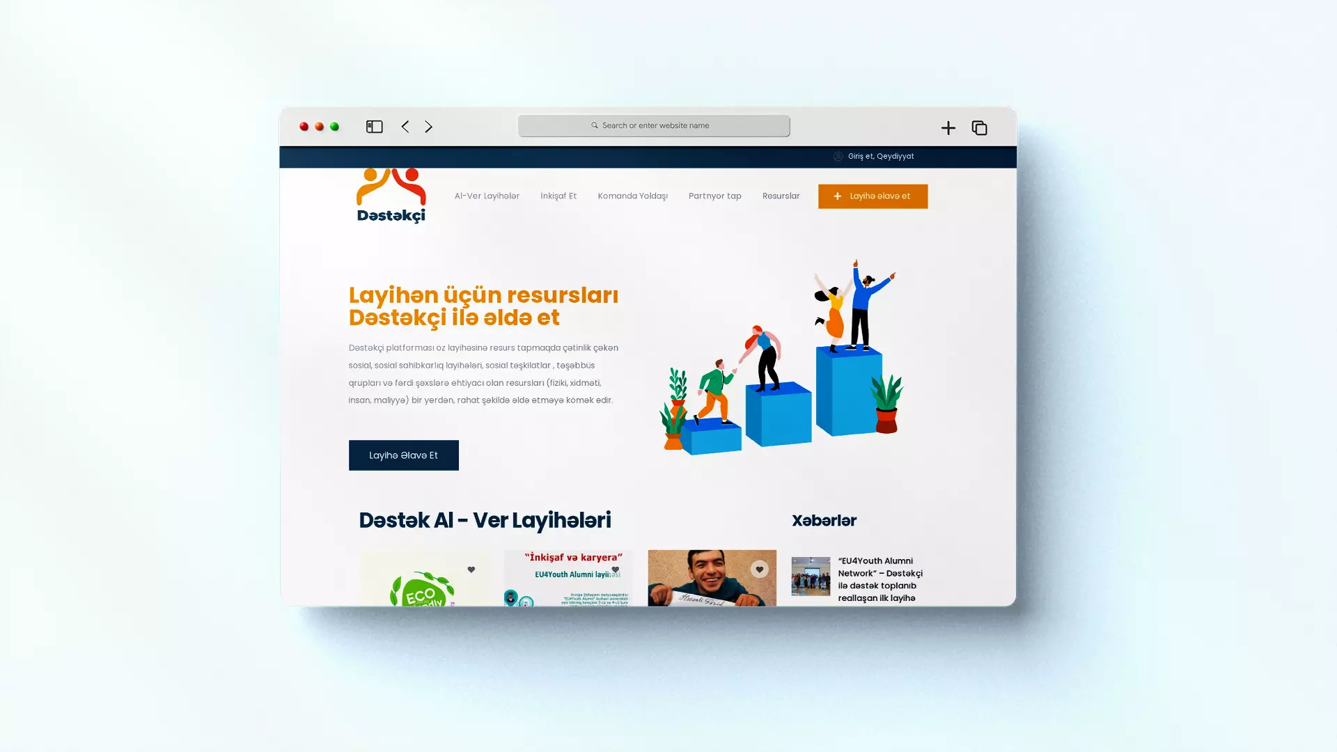 Destekchi startup dəstək platforması üçün veb sayt — 1