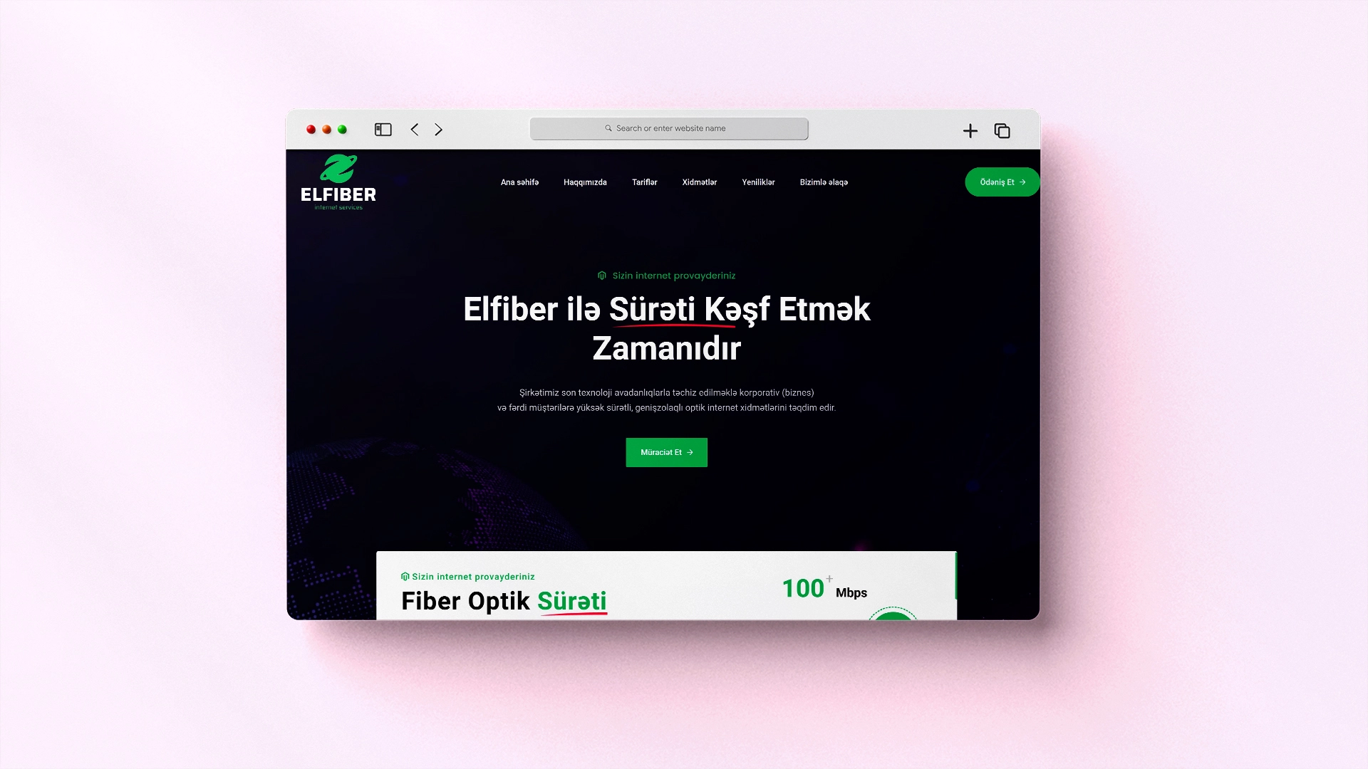 Elfiber internet provayderi üçün veb sayt — 1