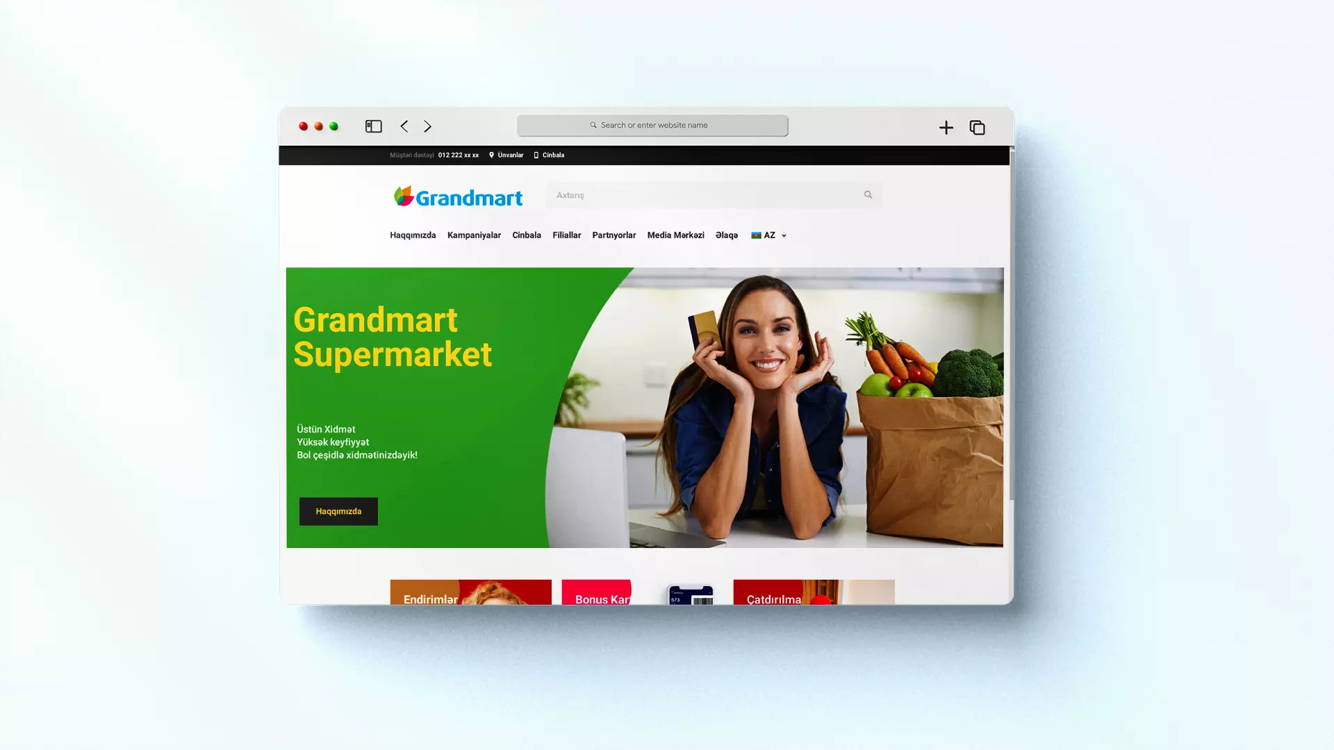 Grandmart Marketlər şəbəkəsi üçün veb sayt — 1