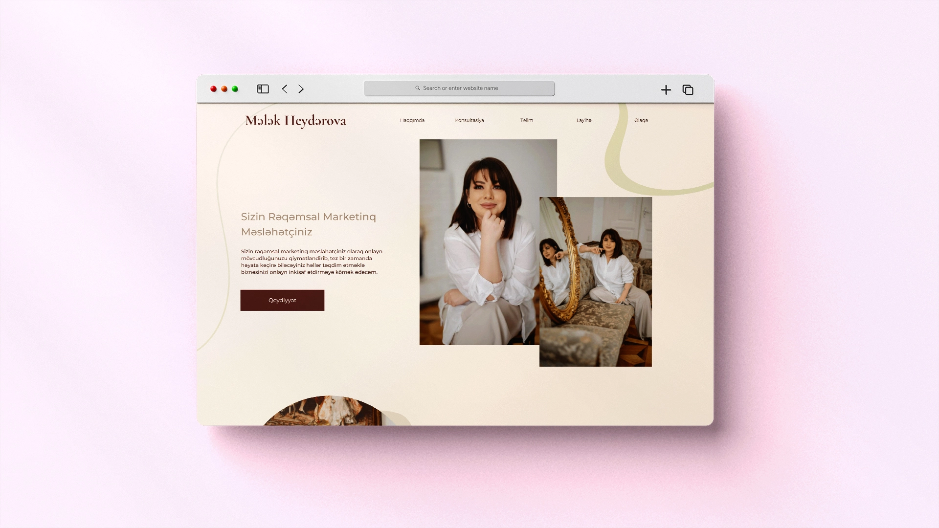 Marketinq mütəxəssisi Mələk Heydərova üçün şəxsi veb sayt — 1
