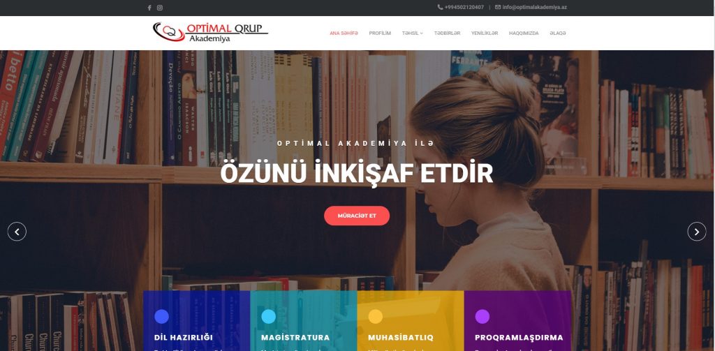 Optimal Akademiya üçün veb sayt — 1