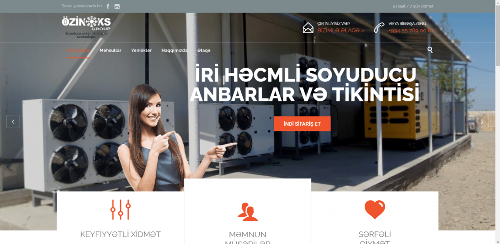 Ozinoks Group Soyuducu Anbar tikintisi və avadanlıq şirkəti üçün veb sayt — 1