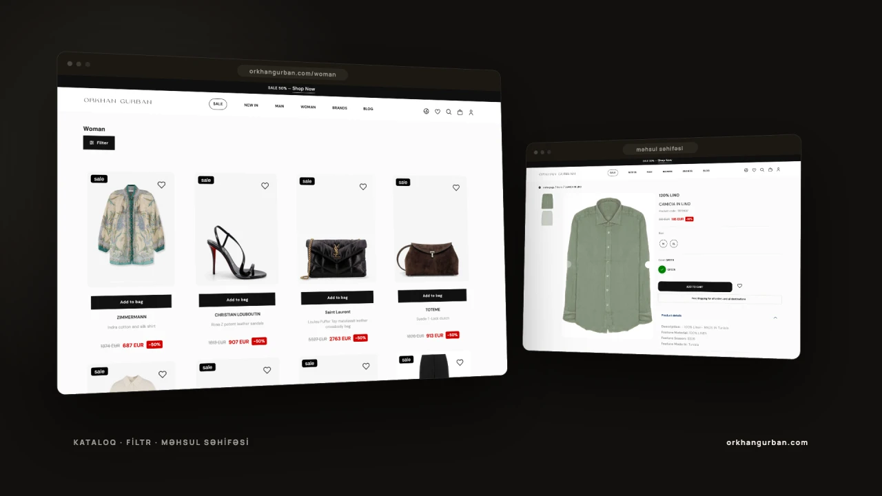 Orkhan Gurban Lüks Moda Brendi üçün Çoxdilli E-ticarət Saytı – 1