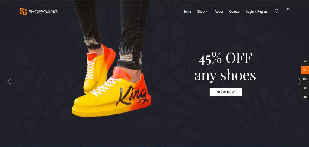 ShoesGang onlayn ayaqqabı mağazası üçün veb sayt — 1