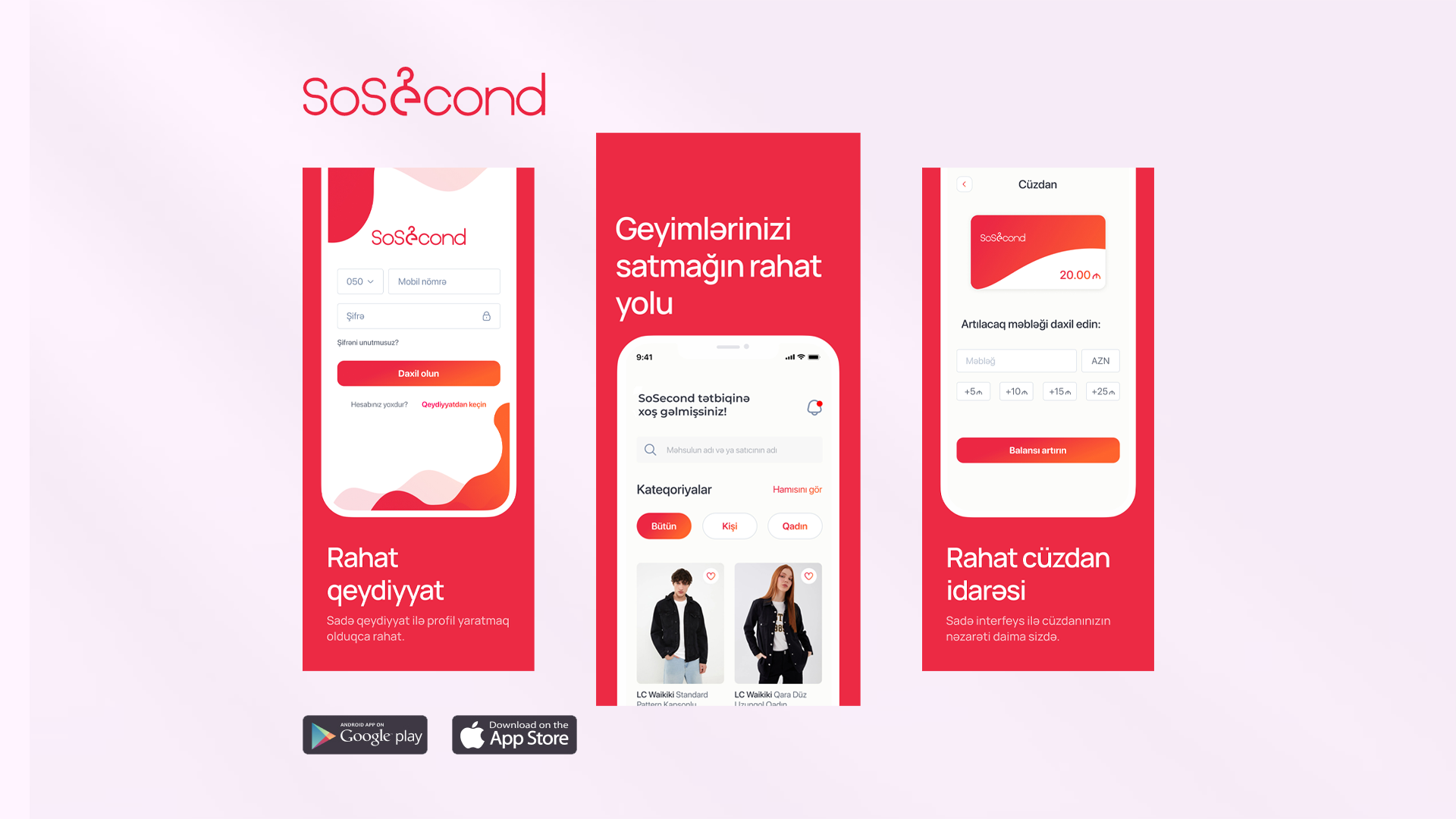 SoSecond ikinci əl geyimlərin satışı mobil tətbiqi — translation.screenshot 1