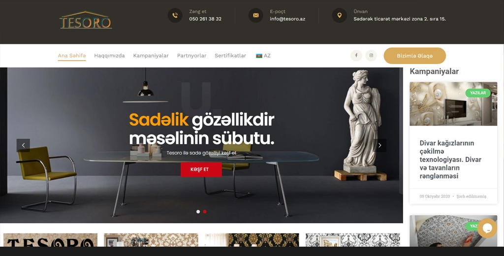 Tesoro Oboy şirkəti üçün veb sayt — 1