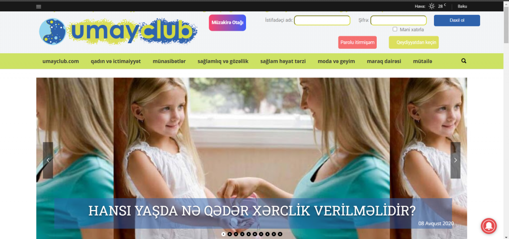 UmayClub qadınlara məxsus portal üçün veb sayt — 1
