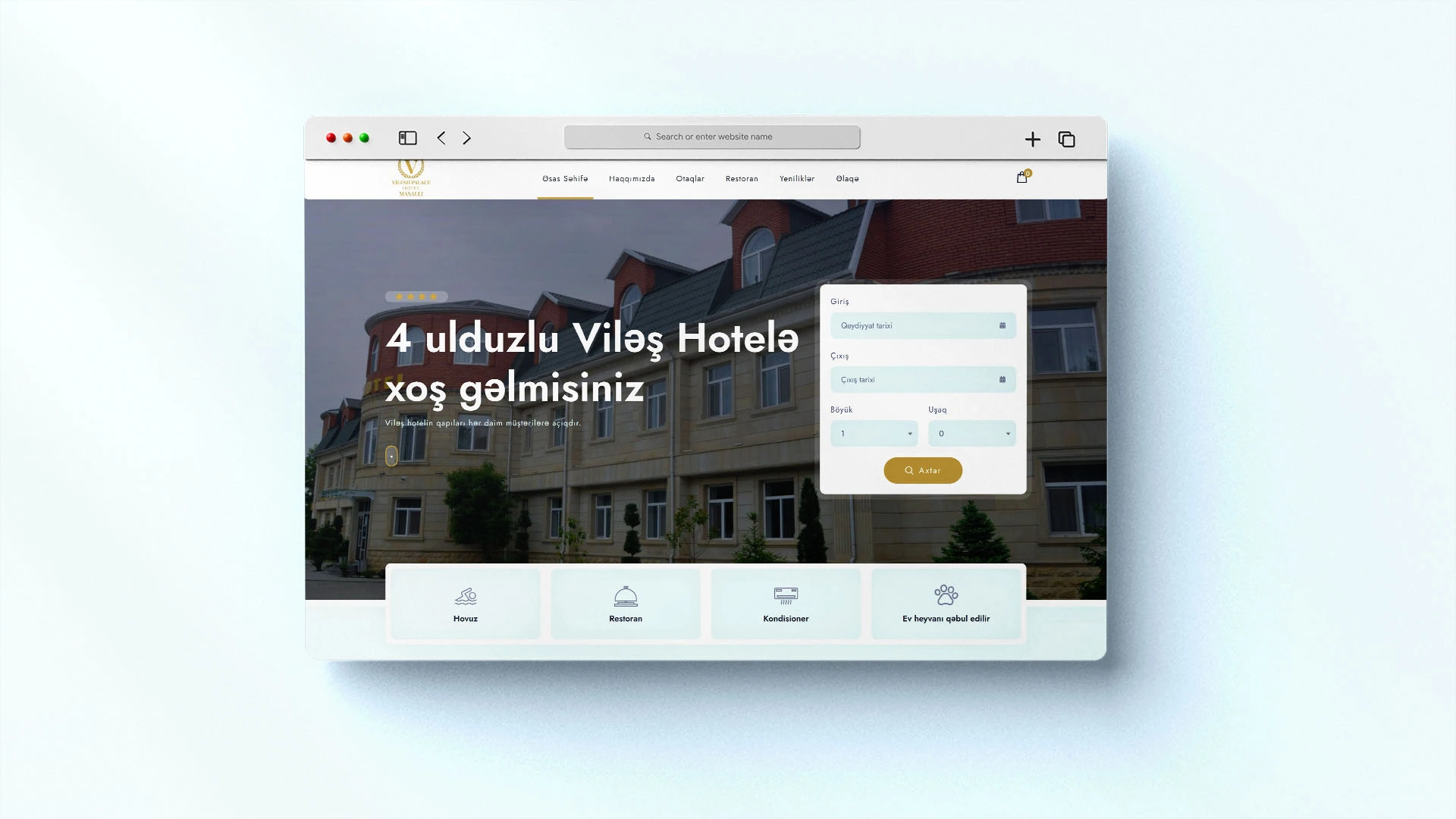 Viləş Hotel üçün veb sayt — 1