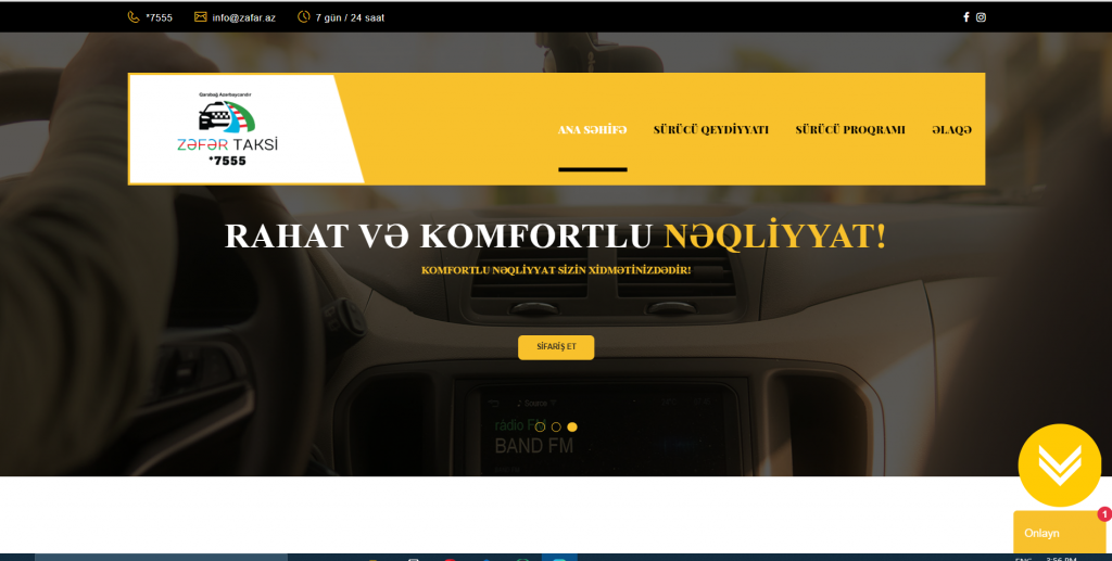 Zəfər Taksi şirkəti üçün veb sayt — 1