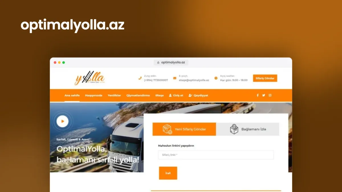 Optimal Yolla karqo şirkəti üçün veb sayt – 3