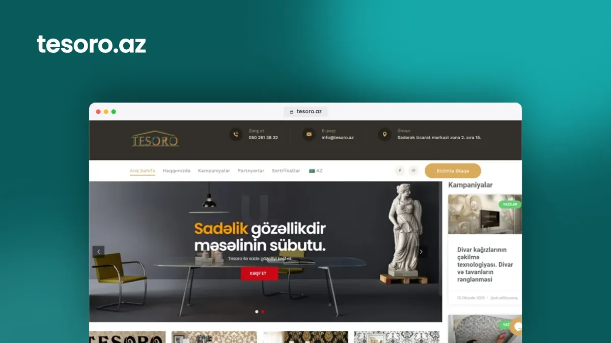 Website for Tesoro wallpaper company – 3
