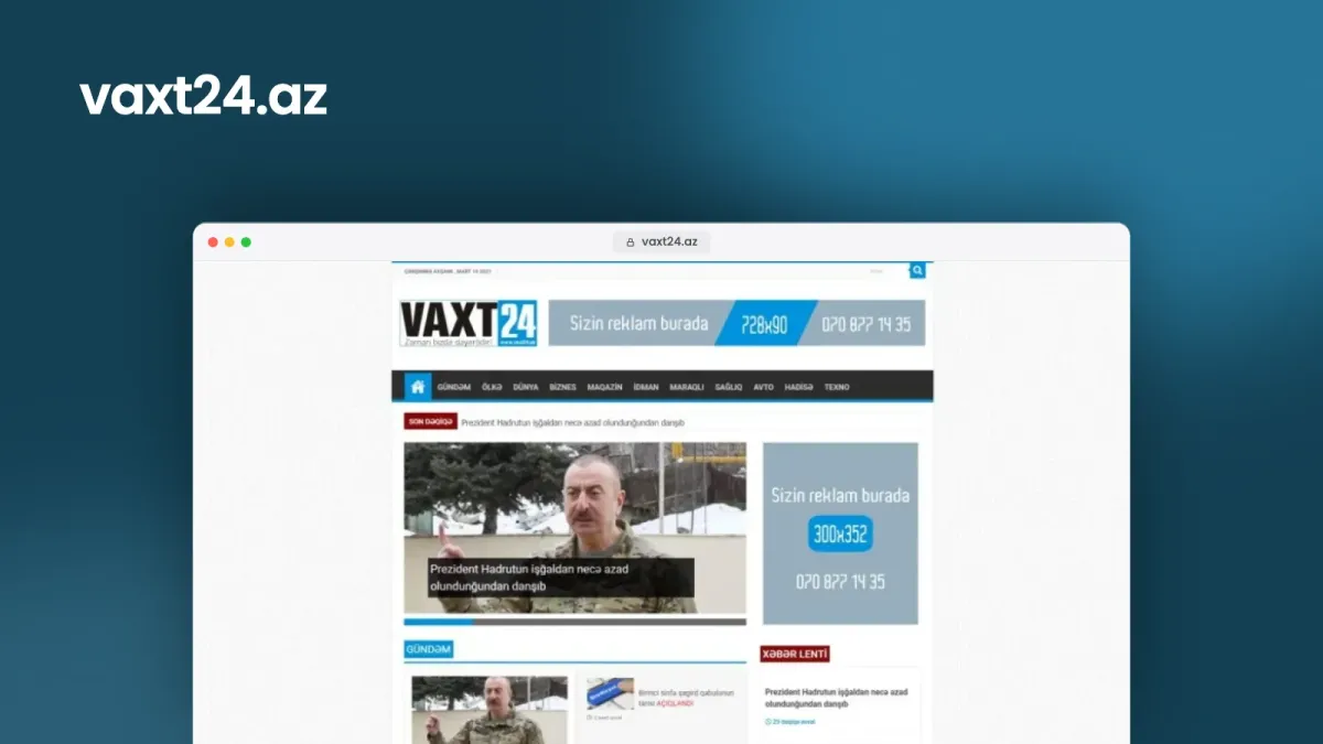 Vaxt24 xəbər agentliyi üçün veb sayt – 3