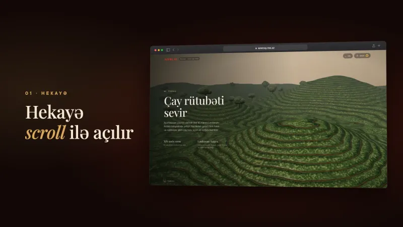 Azerçay — scroll hekayəli konsept sayt – 1