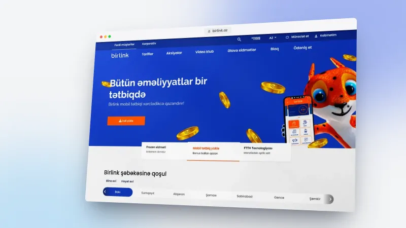 Birlink internet provayderi üçün veb sayt – 2
