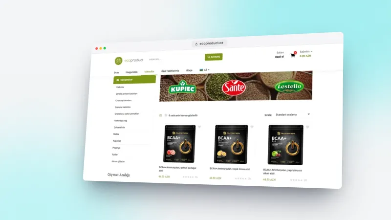 EcoProduct təbii məhsullar şirkəti üçün veb sayt