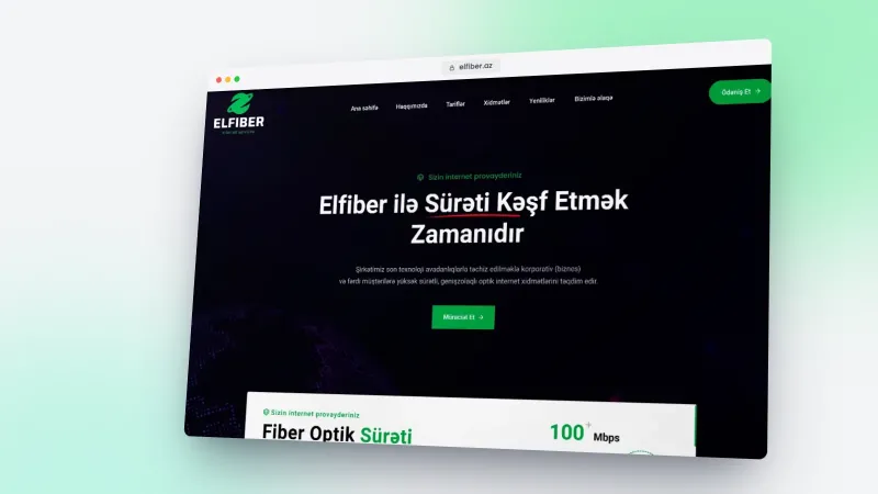 Elfiber internet provayderi üçün veb sayt – 2
