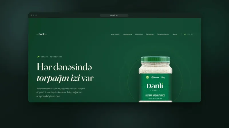 Dənli Düyü Brendi üçün Premium Animasiyalı Veb Sayt