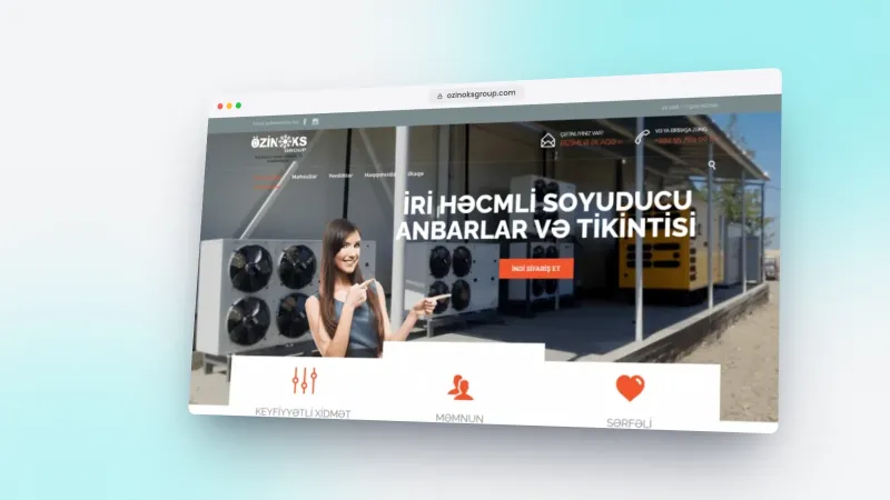 Ozinoks Group Soyuducu Anbar tikintisi və avadanlıq şirkəti üçün veb sayt – 2