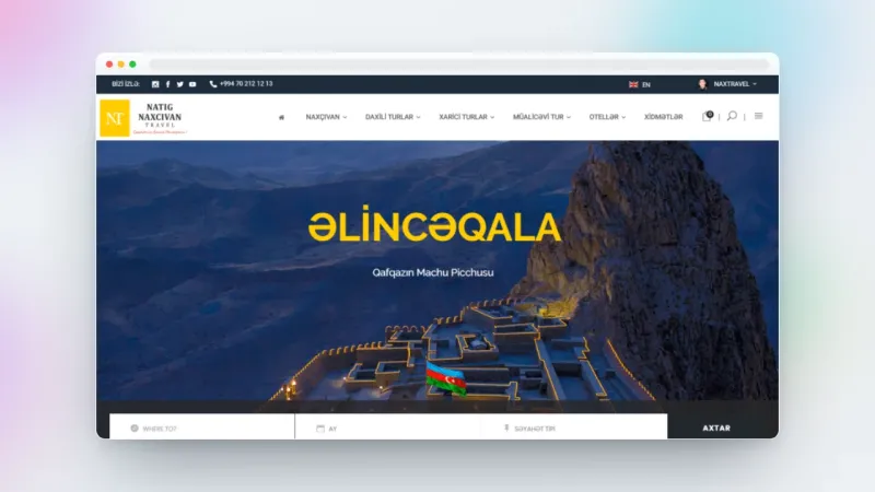 Naxcivan Travel Naxçıvanın Turizm şirkəti üçün veb sayt