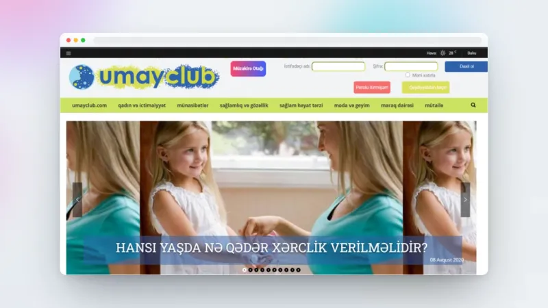Website for UmayClub women’s portal
