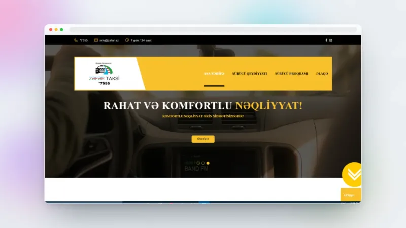 Zəfər Taksi şirkəti üçün veb sayt