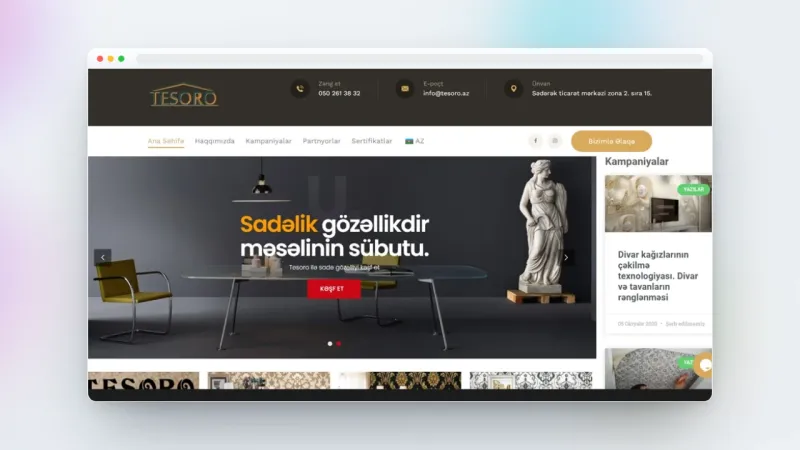 Веб-сайт для компании обоев Tesoro