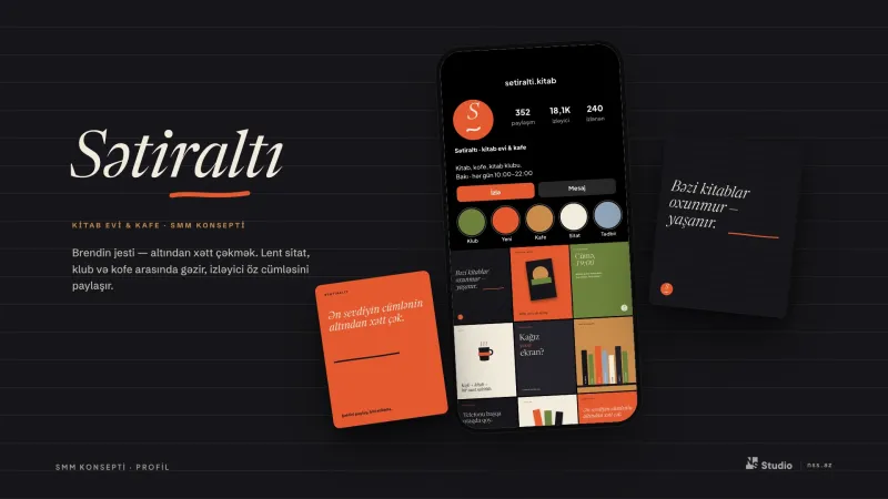 Sətiraltı — SMM Concept for a Bookshop Café