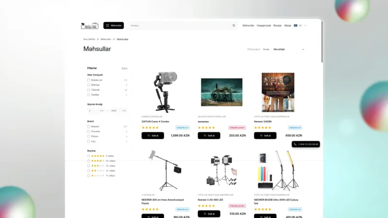 İkili2 Foto və Video Avadanlıqları E-commerce Saytı